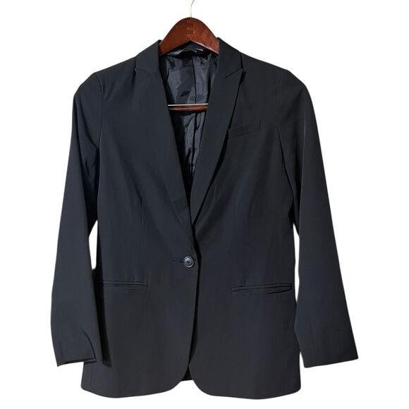 Norma Kamali Single Breasted Black Suit Jacket Blazer Size 8 Corpcore Business - Picture 1 of 9